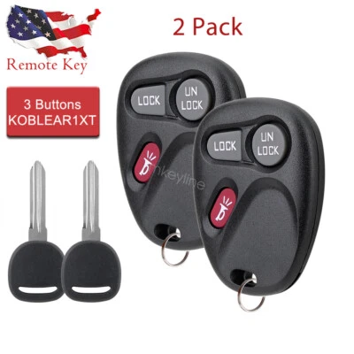 2 For 2001 2002 Chevrolet Silverado 1500 2500 3500 Car Remote Key Fob KOBLEAR1XT - Image 1 of 4