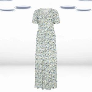 Ex Women’s Short Sleeve Tall Ditsy Floral Print Maxi Dress in Ivory Mix (Defect) - Picture 1 of 3