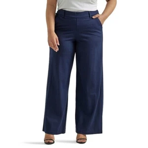 Lee Ultra Lux Comfort Any Wear Wide Leg Pull-on Pants Womens 18W Petite Navy NEW - Picture 1 of 9