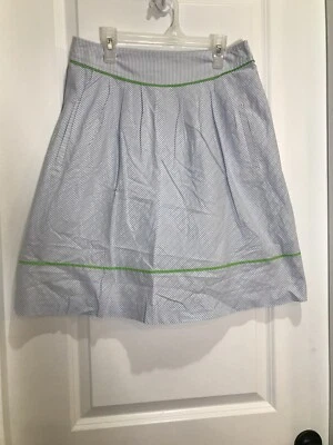Falda Lilly Pulitzer Talla 4 Azul Plisada Rayas Blanco Verde Algodón Foto 1 de 4