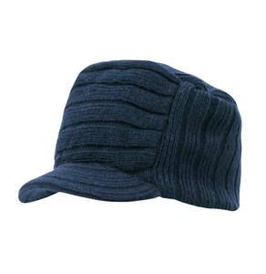 Navy Blue Knit Flat Top Visor Cap Hat Military Army Cadet Jeep Caps Beanie Hats  - Picture 1 of 1