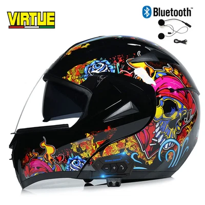 DOT Abatible Bluetooth Cascos de Motocicleta Doble Lente Moto Cascos de Cara Completa Foto 1 de 4