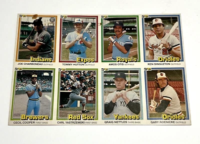 DONRUSS 1981 Béisbol Premier Muestra De Colección 8 Tarjetas Hoja Sin Cortar Carl Yastrzemski Foto 1 de 4