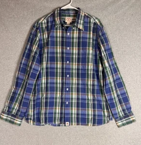 Brooks Brothers Red Fleece Button Down Shirt Men XL Blue Green Plaid 100% Cotton - Picture 1 of 9