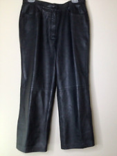 Gerry Weber Women's Sz 12 Pants FauxLeather Black Nappa Straight Leg High Rise