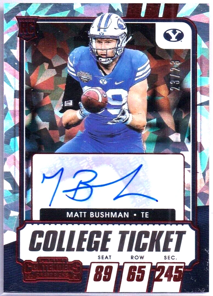 2021 Contenders MATT BUSHMAN RC Red Cracked Ice Auto #23/23!!! Chiefs BYU - Image 1 of 1