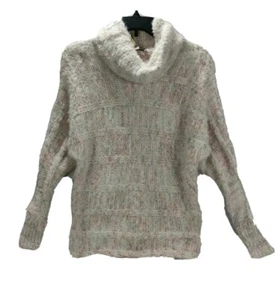 American Rag Womens Sweater Size Juniors Small Turtleneck Pink White Cozy Top - Picture 1 of 12
