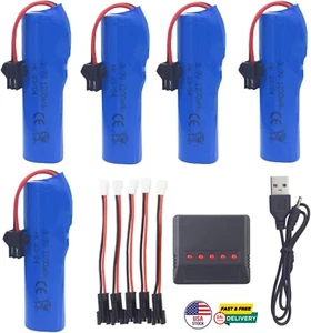 5PCS 3.7V 1200mah Lithium Battery with 5in1 Charger RC Car Accessories DE45 More - Picture 1 of 8