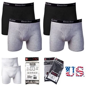 6 PACK Men Boxer Briefs 100% Cotton Trunk Boxer Shorts Underwear Black Gray Lot - Picture 1 of 8