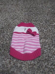 Blueberry Pet Pink/White Cozy Soft Chenille Classy Striped Dog Sweater