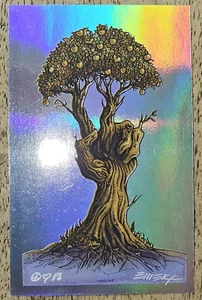 EMEK Mirror Foil Peace Tree Signed Doodled Handbill Print Peace Love Music Art - Picture 1 of 6