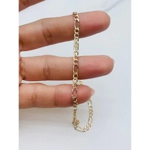Real 10k Gold Ankle Bracelet 10” anklet multi-tone - Pulsera de pie oro - Picture 1 of 4
