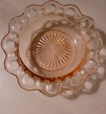 Pink Open Lace Edge Old Colony Cereal Bowls 6 1/2"  Hocking Depression Glass