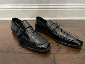 Kenneth Cole Black Patent Leather Tuxedo Loafers Size 10 - Picture 1 of 4