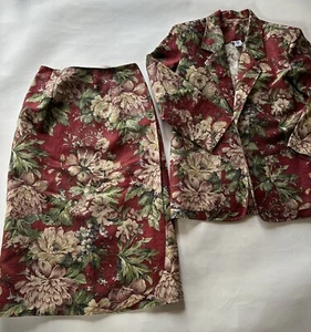 Vintage Pam Kline Traditions Floral Linen / Cotton Suit Size 8  - Picture 1 of 7