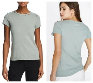 PAM & GELA MINT DISTRESSED CREWNECK T - SHIRT TEE TOP Sz P NWT $ 125 - Picture 1 of 1
