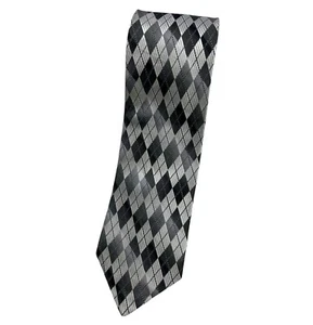 SERICA Men's 100% Silk Necktie LUXURY Tie Gray Tartan W:3.7" EUC - Picture 1 of 5