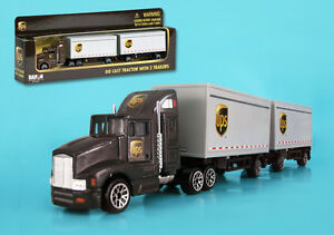 DARON REALTOY RT4345 UPS Tandem Tractor Trailer 1/87 scale die cast.  New