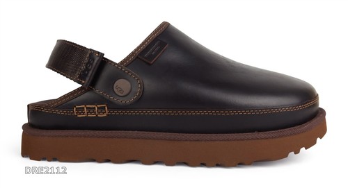 Sandali UGG Goldens Clog LTR Regen Ironwood in pelle da donna taglia 8 5 *nuovi con scatola*