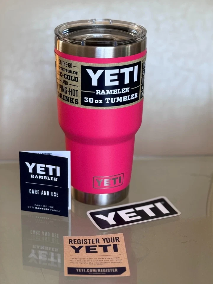 Caneca YETI Rambler 30oz Tumbler Bimini Rosa (cor aposentada) com tampa Magslider NOVA - Imagem 1 de 1