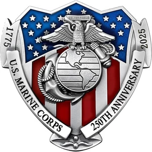 2025 Marine Corps 250th Anniversary Metal Car Emblem, US.MC 3D Shield Shape Car - Bild 1 von 6