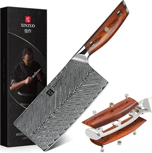 Acciaio Damasco 18Cm Mannaia Cinese, Alta Qualità Coltello Da Macellaio, Forgiat - Foto 1 di 12