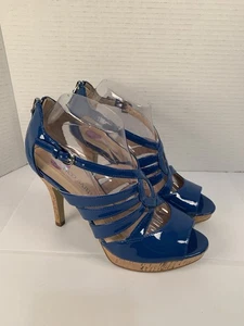 Sandalias de tacón alto Franco Sarto azules con tiras punta abierta para mujer talla 8,5 (S650) - Imagen 1 de 11