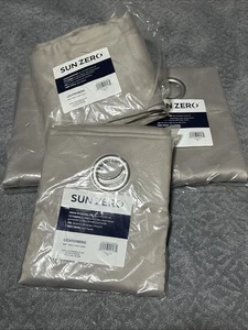 New Sun Zero Linchtenberg Stone Beige Darkening One Curtain Panel 40"X63" 4 PACK - Picture 1 of 3