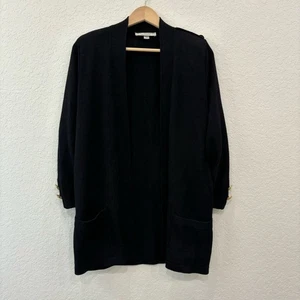St. John Black Knit Long Jacket Size Small - Picture 1 of 5