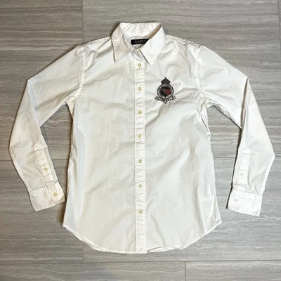 Lauren Ralph Lauren Cresta Cuentas Manga Larga Oxford Abotonada - Mujer Pequeño Foto 1 de 4