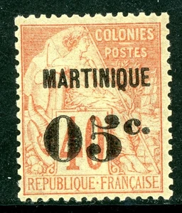 French Colonies 1891 Martinique 5¢/40¢ Red Scott #16 Mint P208 - Picture 1 of 6