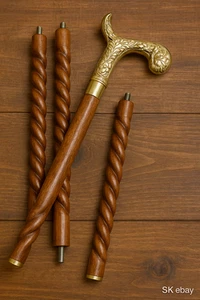 Antico bastone da passeggio in ottone testa di Victoria vintage canna in legno vintage - Foto 1 di 6