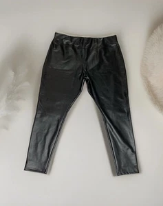 Nordstrom Pants Womens XXL Black Faux Vegan Leather Stretch Pull On Leggings - Picture 1 of 5