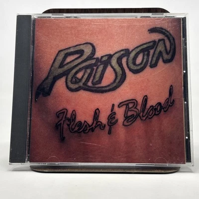 Poison - Flesh & Blood (CD, 1990) Uncensored Cover, Hair Metal, Bret Michaels Foto 1 de 4