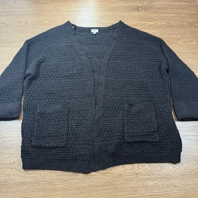 Cárdigan suéter tejido negro grande BKE para mujer bolsillos delanteros abiertos hebilla Foto 1 de 4