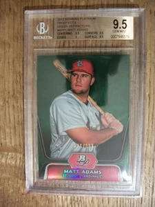 MATT ADAMS 2012 Bowman Platinum Green Refractors BPP1 BGS GEM MINT 9.5 Cardinals - Picture 1 of 1