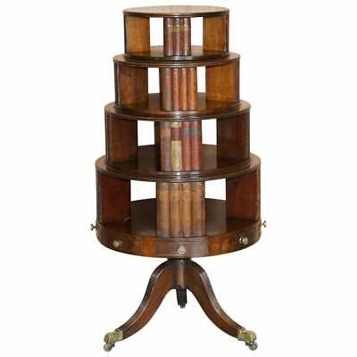 Restored Regency Circa 1810 Revolving Mahogany Library Bookcase With Faux Books • 16931.60£