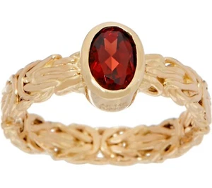 Natural Garnet Gemstone Byzantine Ring Real 14K Yellow Gold ALL SIZES QVC - Picture 1 of 4