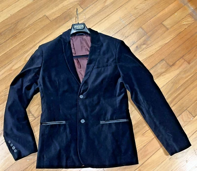 Chaqueta abotonada de terciopelo calce ceñido Request Brand para mujer - mediana - negra - elegante Foto 1 de 4