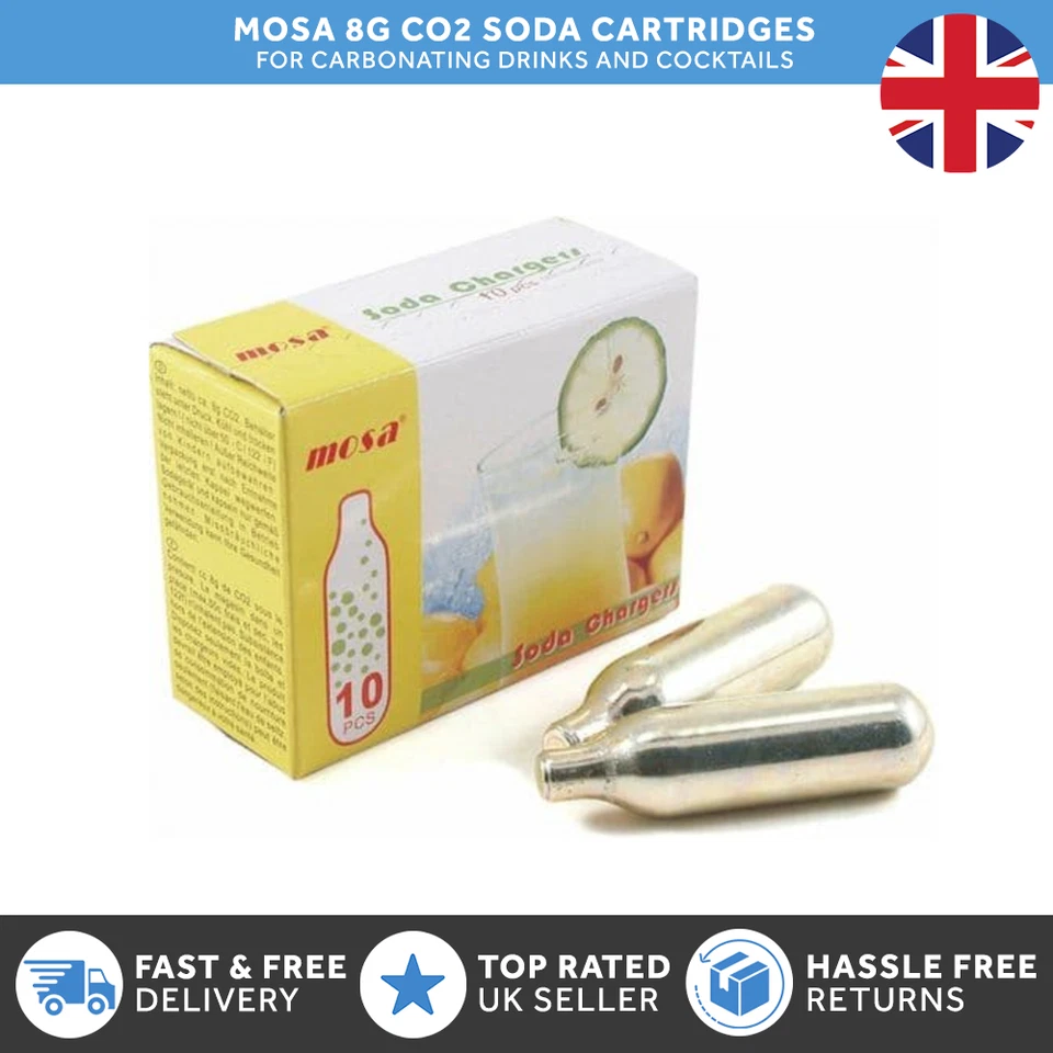 Mosa 8g CO2 Cartridges Non-Threaded Bulbs ADD Soda Siphon for Carbonating Drinks - Image 1 of 1