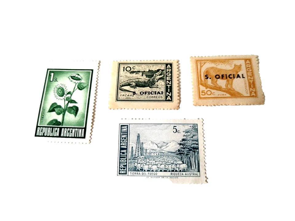 LOT 10 TIMBRES ÉMIS PAR L'ARGENTINE DE 1949 À 1971 DONT 4 TIMBRES NEUFS DIVERS - Photo 1/2