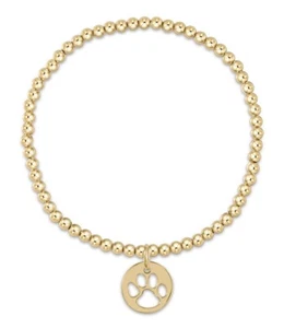 Enewton Gold-filled Classic Paw Print Disc 3mm Bead Stretch Stacked Bracelet New - Bild 1 von 1