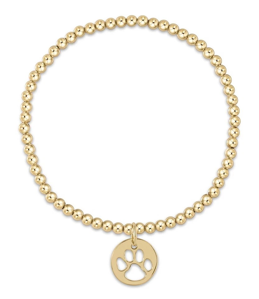 Enewton Gold-filled Classic Paw Print Disc 3mm Bead Stretch Stacked Bracelet New - Image 1 of 1