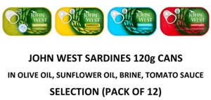 JOHN WEST Sardinen in Olivenöl, Sonnenblumenöl, Sole, Tomatensauce 12x120g Dosen - Bild 1 von 5