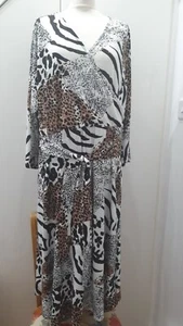 Julien Macdonald JM Wrap Over Shift Animal Print Belted 3/4 sleeve dress QVC 2XL - Picture 1 of 2
