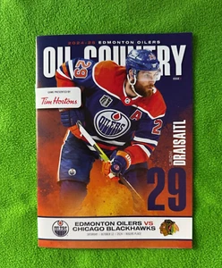 NHL Hockey Blackhawks Oilers 10/12/24 Program Cover Draisaitl, Bedard 1G, 2A - Picture 1 of 2
