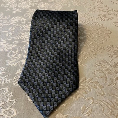 CORBATA TEJIDA ESTAMPADO GEOMÉTRICO GRIS SEDA/MARRÓN VINTAGE LOUIS ROTH 58”x4” para hombre Foto 1 de 4