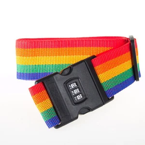 Belt Lock Safe Nylon Luggage Strap Code Password Travel Suitcase Rainbow - Picture 1 of 4
