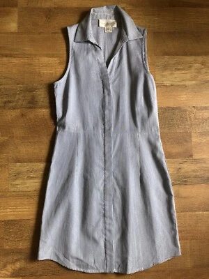 Vestido Julie Marrón Cuello Azul y Blanco Rayas Brillo 2 Foto 1 de 4