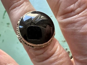 Vintage Norwegen Norweger Nachlass 925 Sterling Silber schwarzer Onyx Ring 354 - Bild 1 von 5